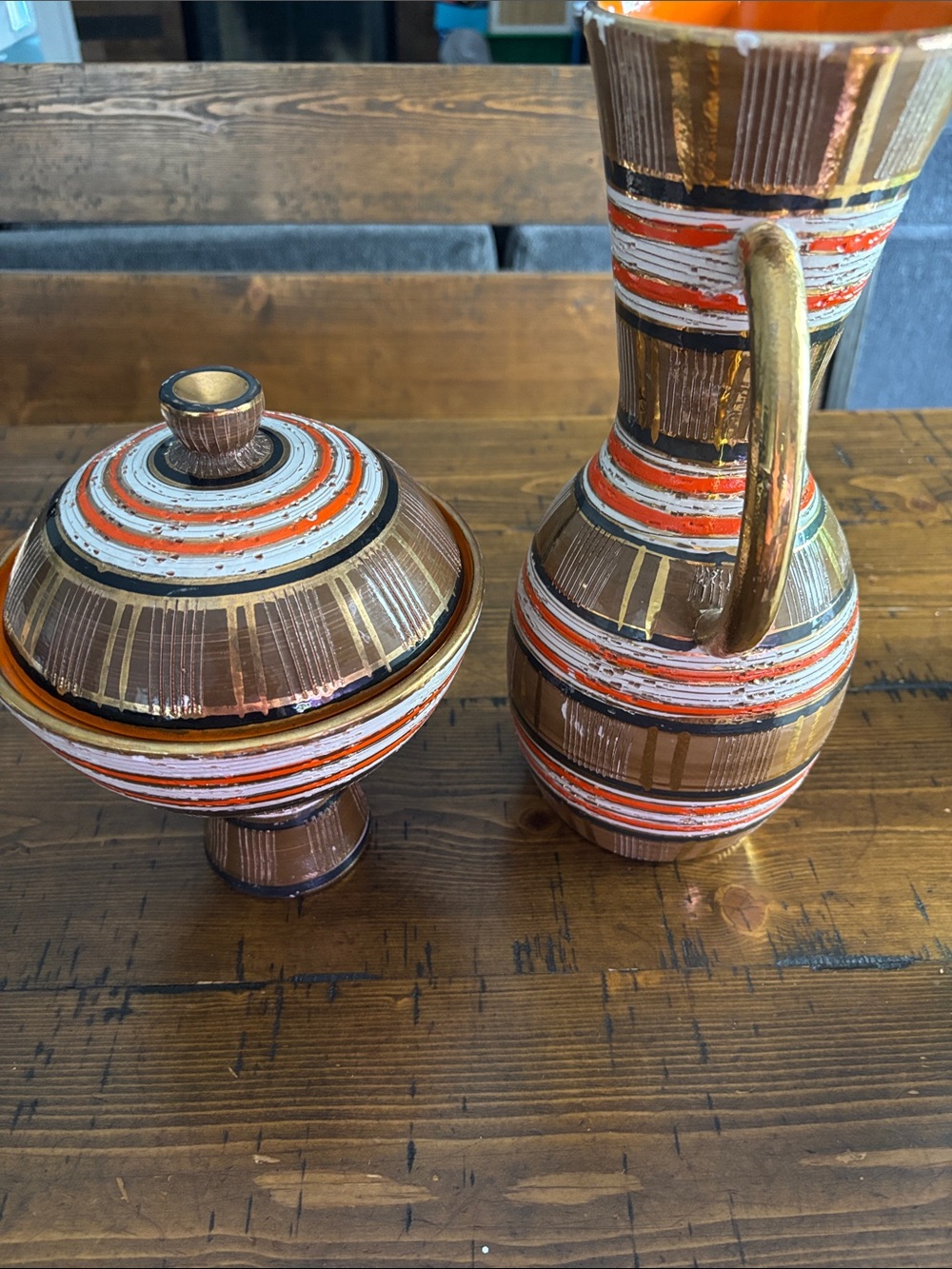 Beautiful Vintage Bitossi Striped Pitcher and Bowl 🔥 - Picture 5 of 12